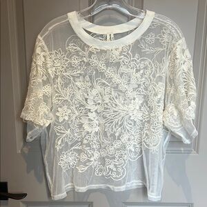 Elegant White Lace Floral Top by Anthropology